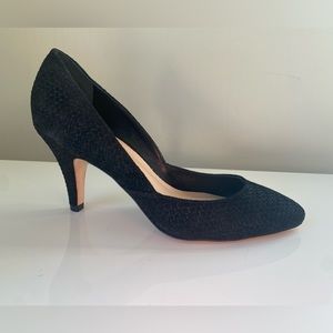 $320 Loeffler Randall Tasmin Black Suede Embossed Pumps Heels 6.5 Gorgeous’